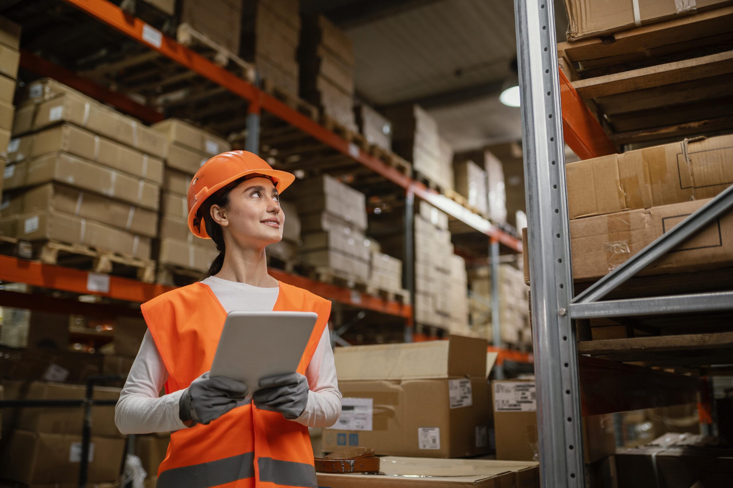 woman safety equipment working
